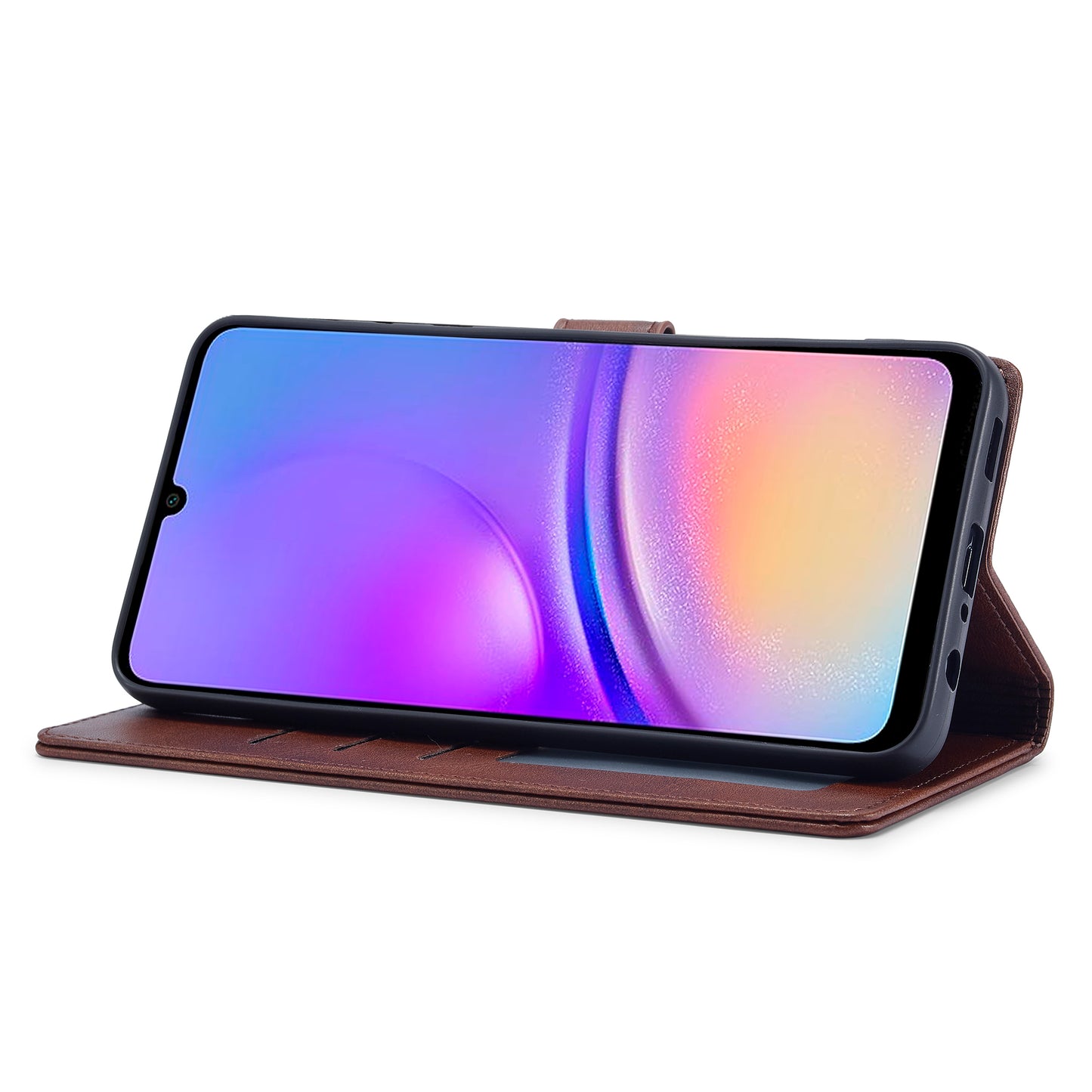 LC.IMEEKE For Samsung Galaxy A06 Case Calf Texture PU Leather Stand Wallet Phone Cover - Brown