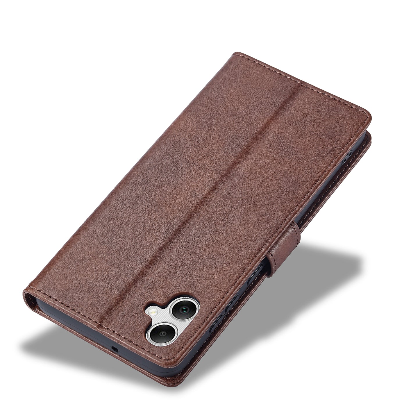 LC.IMEEKE For Samsung Galaxy A06 Case Calf Texture PU Leather Stand Wallet Phone Cover - Brown