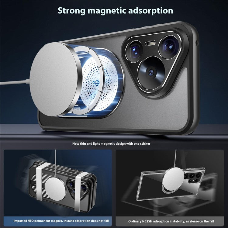 For Huawei Pura 70 Case Compatible with MagSafe Heat Dissipation Aromatherapy Kickstand Silicone+PC Phone Cover - Black