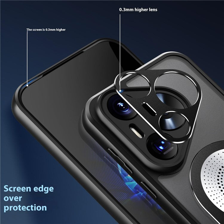 For Huawei Pura 70 Case Compatible with MagSafe Heat Dissipation Aromatherapy Kickstand Silicone+PC Phone Cover - Black