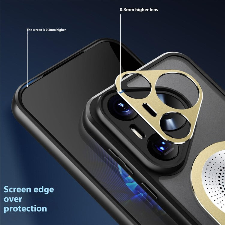 For Huawei Pura 70 Case Compatible with MagSafe Heat Dissipation Aromatherapy Kickstand Silicone+PC Phone Cover - Gold