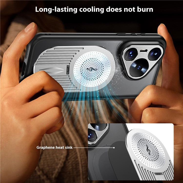 For Huawei Pura 70 Case Compatible with MagSafe Heat Dissipation Aromatherapy Kickstand Silicone+PC Phone Cover - Silver