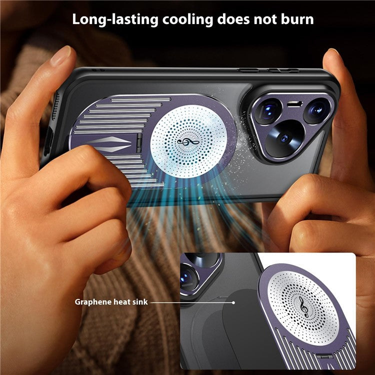 For Huawei Pura 70 Case Compatible with MagSafe Heat Dissipation Aromatherapy Kickstand Silicone+PC Phone Cover - Purple