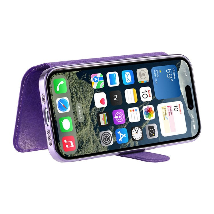 CASENEO For iPhone 16 Pro Case with Lens Film TPU Inner Shell Detachable Leather Phone Cover - Light Purple