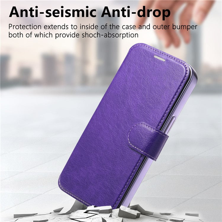 CASENEO For iPhone 16 Pro Case with Lens Film TPU Inner Shell Detachable Leather Phone Cover - Light Purple