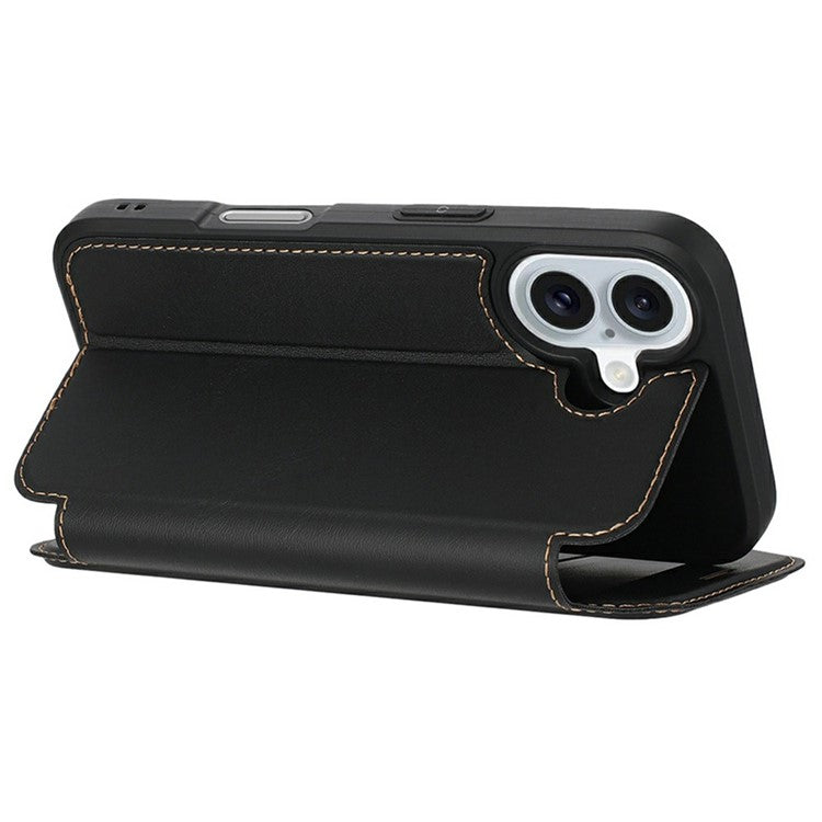 For iPhone 16 Case Magnetic Closure Card Slot Leather Flip Phone Cover - Midnight Blue