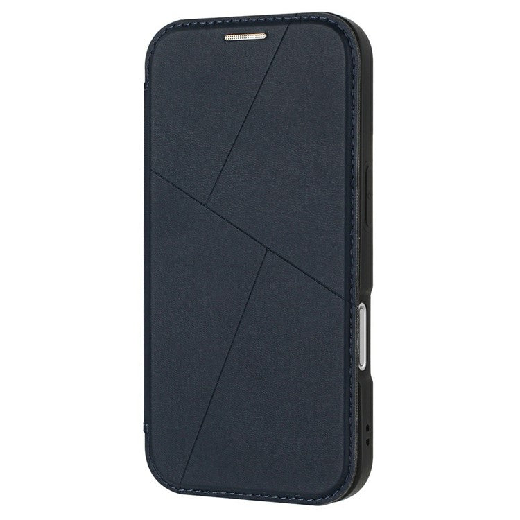 For iPhone 16 Case Magnetic Closure Card Slot Leather Flip Phone Cover - Midnight Blue