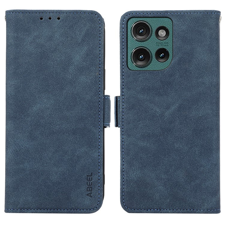 ABEEL For Motorola Edge 50 Neo 5G / Moto S50 5G / Thinkphone 25 5G Case PU Leather Folio Stand View RFID Blocking Phone Cover - Blue