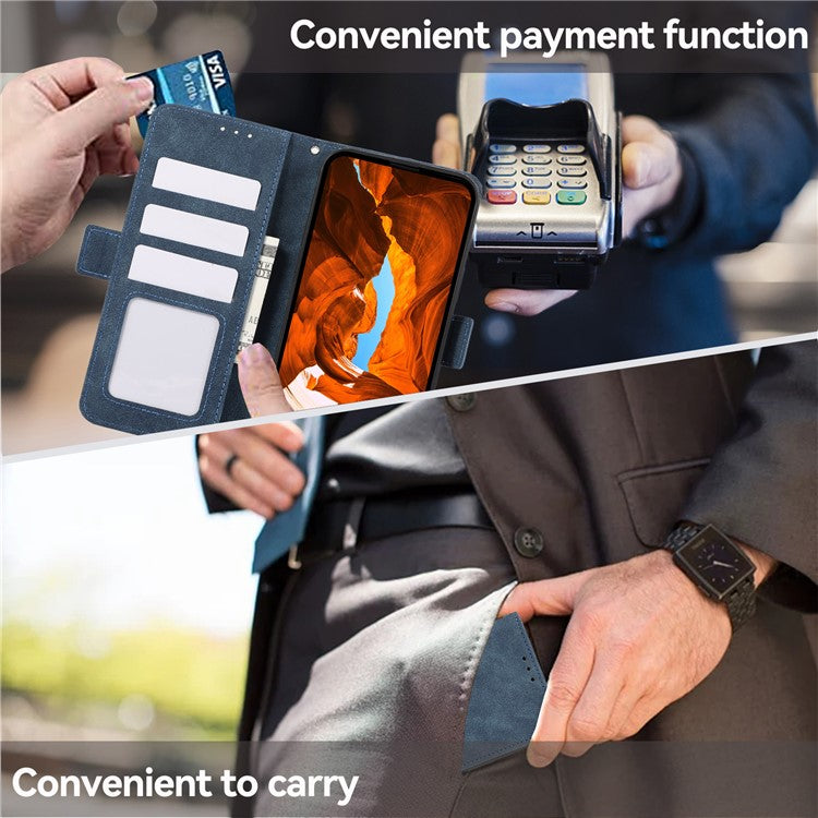 ABEEL For Motorola Edge 50 Neo 5G / Moto S50 5G / Thinkphone 25 5G Case PU Leather Folio Stand View RFID Blocking Phone Cover - Blue