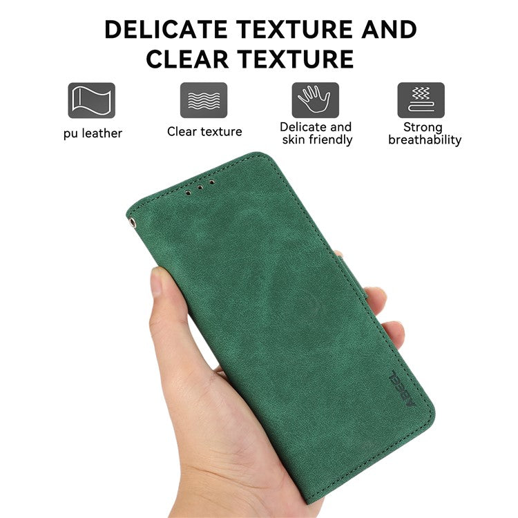 ABEEL For Motorola Edge 50 Neo 5G / Moto S50 5G / Thinkphone 25 5G Case PU Leather Folio Stand View RFID Blocking Phone Cover - Green