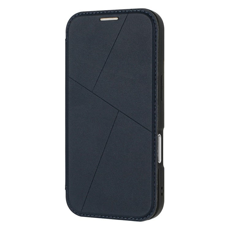 For iPhone 16 Pro Case Magnetic Closure Card Slot Leather Flip Phone Cover - Midnight Blue