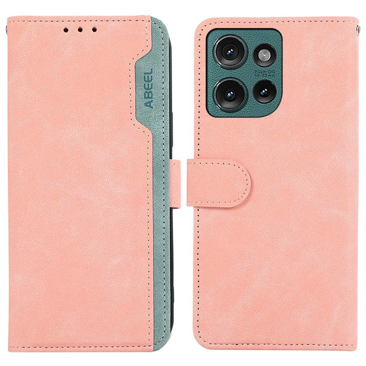 ABEEL For Motorola Edge 50 Neo 5G / Moto S50 5G / Thinkphone 25 5G Case Color Splicing Leather Flip Phone Cover RFID Blocking - Pink