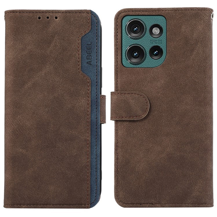 ABEEL For Motorola Edge 50 Neo 5G / Moto S50 5G / Thinkphone 25 5G Case Color Splicing Leather Flip Phone Cover RFID Blocking - Brown