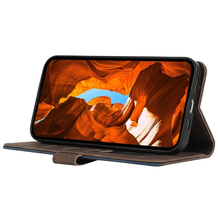 ABEEL For Motorola Edge 50 Neo 5G / Moto S50 5G / Thinkphone 25 5G Case Color Splicing Leather Flip Phone Cover RFID Blocking - Brown