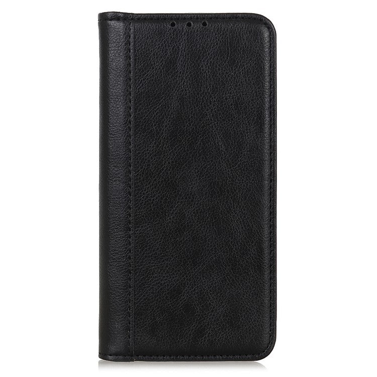 For Motorola Edge 50 Neo 5G / Moto S50 5G / Thinkphone 25 5G Stand Case Split Leather Litchi Texture Wallet Phone Cover - Black
