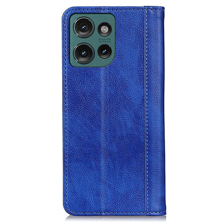 For Motorola Edge 50 Neo 5G / Moto S50 5G / Thinkphone 25 5G Stand Case Split Leather Litchi Texture Wallet Phone Cover - Blue