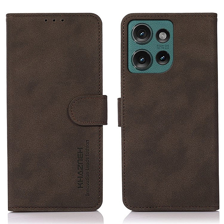 KHAZNEH For Motorola Edge 50 Neo 5G / Moto S50 5G / Thinkphone 25 5G Stand Case PU Leather Wallet Phone Cover - Brown