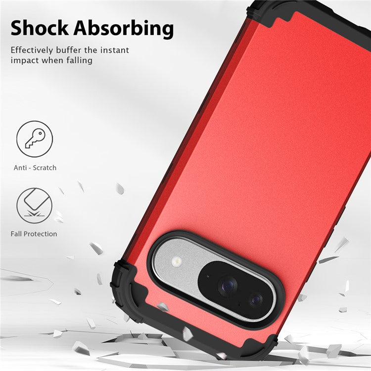 L-Style For Google Pixel 9 Case Shockproof PC + TPU Phone Back Cover - Red