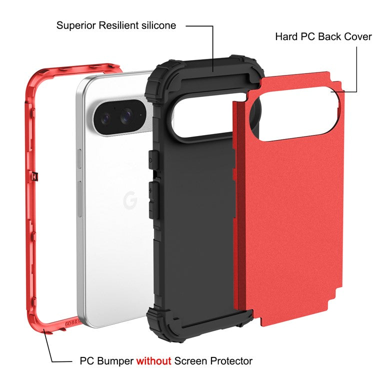 L-Style For Google Pixel 9 Case Shockproof PC + TPU Phone Back Cover - Red