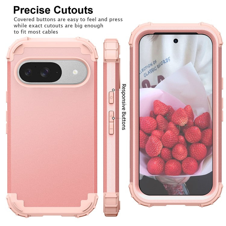 L-Style For Google Pixel 9 Case Shockproof PC + TPU Phone Back Cover - Pink