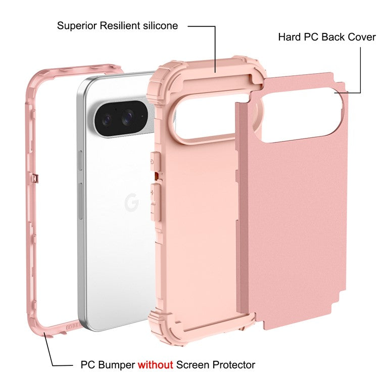 L-Style For Google Pixel 9 Case Shockproof PC + TPU Phone Back Cover - Pink
