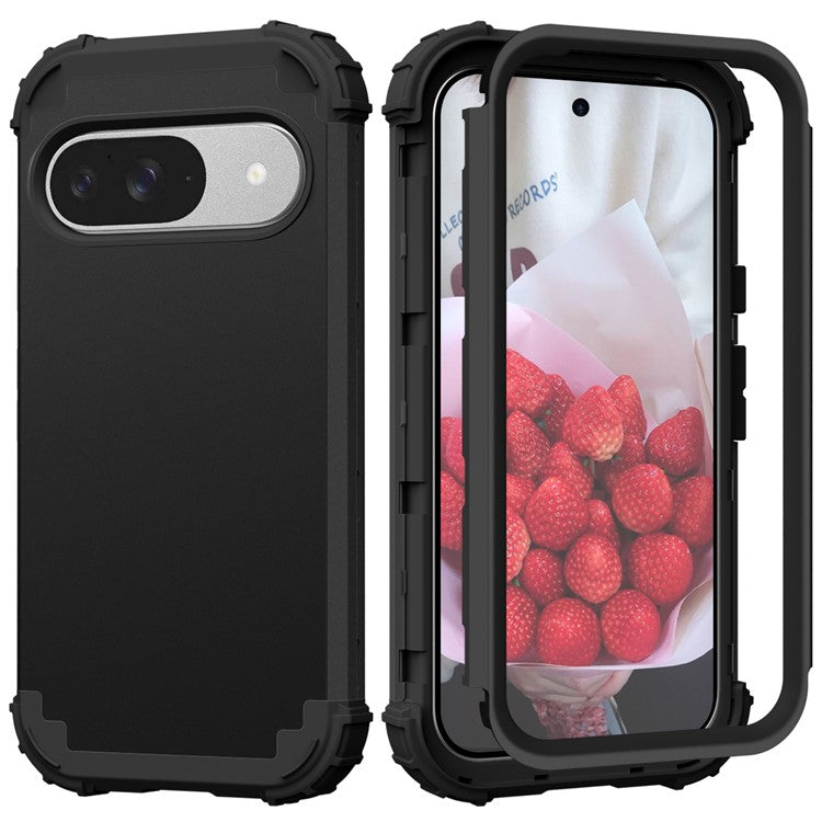 L-Style For Google Pixel 9 Case Shockproof PC + TPU Phone Back Cover - Black