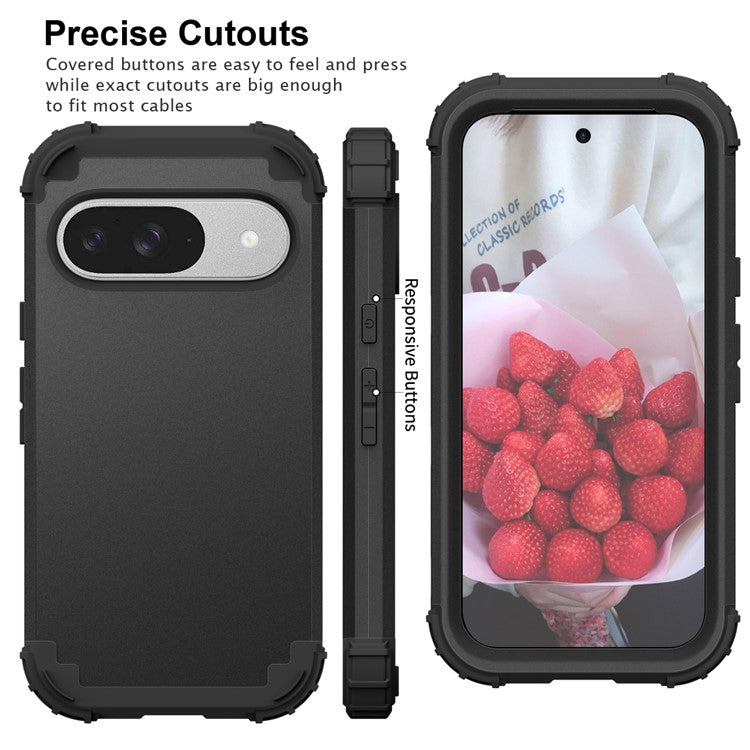 L-Style For Google Pixel 9 Case Shockproof PC + TPU Phone Back Cover - Black