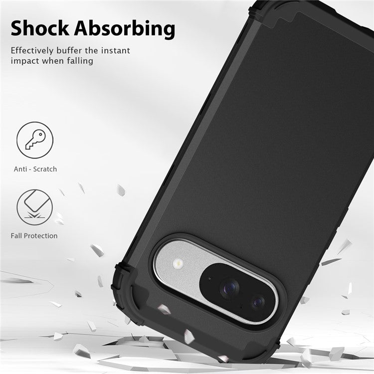 L-Style For Google Pixel 9 Case Shockproof PC + TPU Phone Back Cover - Black