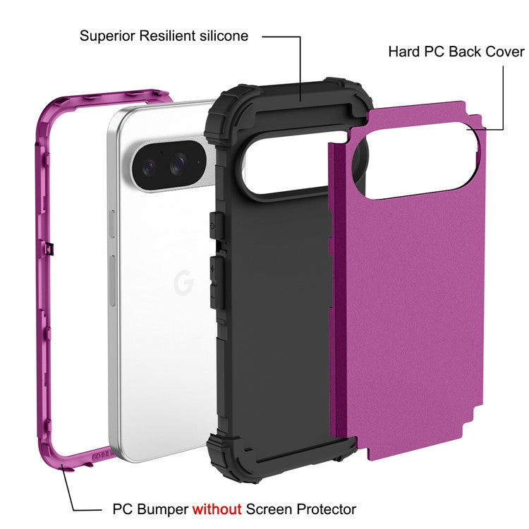 L-Style For Google Pixel 9 Case Shockproof PC + TPU Phone Back Cover - Purple