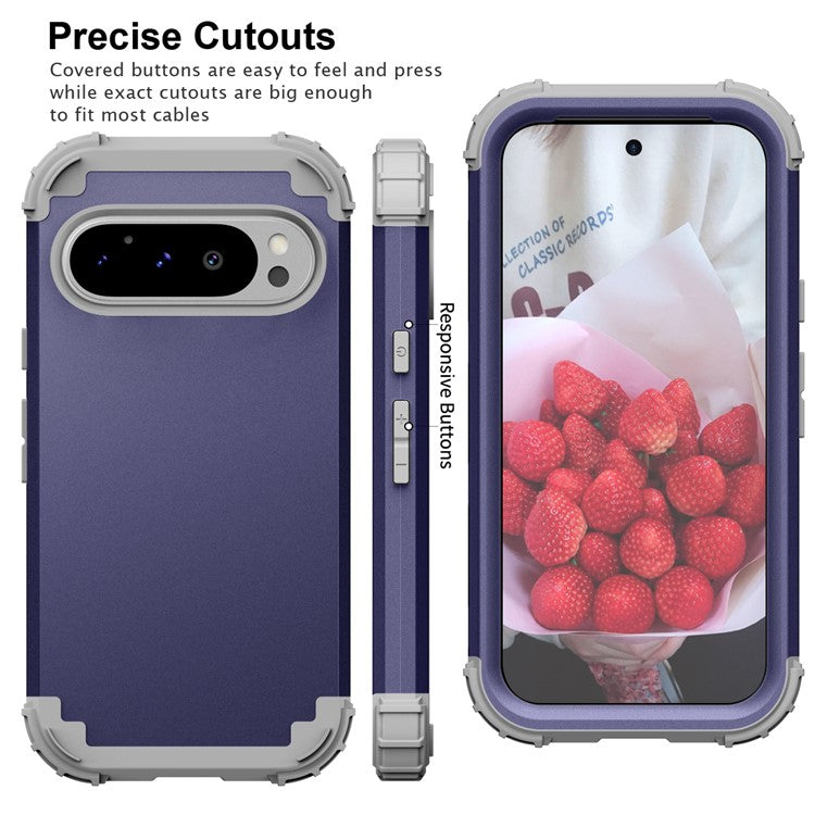 L-Style For Google Pixel 9 Pro Case Shockproof PC + TPU Phone Back Cover - Navy Blue / Dark Grey