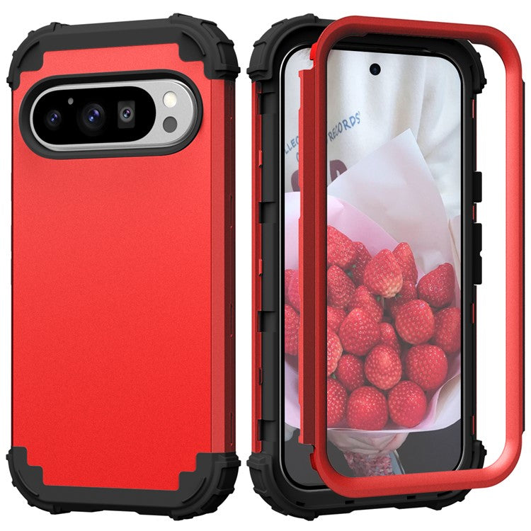 L-Style For Google Pixel 9 Pro Case Shockproof PC + TPU Phone Back Cover - Red / Black