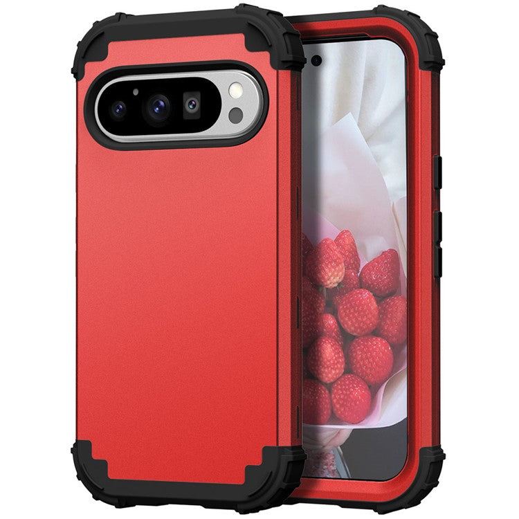 L-Style For Google Pixel 9 Pro Case Shockproof PC + TPU Phone Back Cover - Red / Black