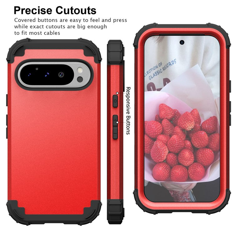 L-Style For Google Pixel 9 Pro Case Shockproof PC + TPU Phone Back Cover - Red / Black