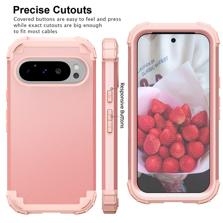 L-Style For Google Pixel 9 Pro Case Shockproof PC + TPU Phone Back Cover - Rose Gold