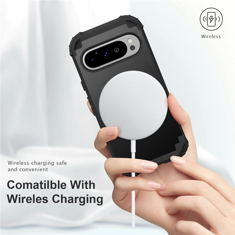 L-Style For Google Pixel 9 Pro Case Shockproof PC + TPU Phone Back Cover - Black