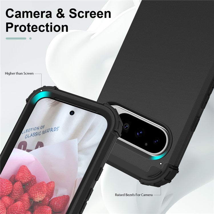 L-Style For Google Pixel 9 Pro Case Shockproof PC + TPU Phone Back Cover - Black