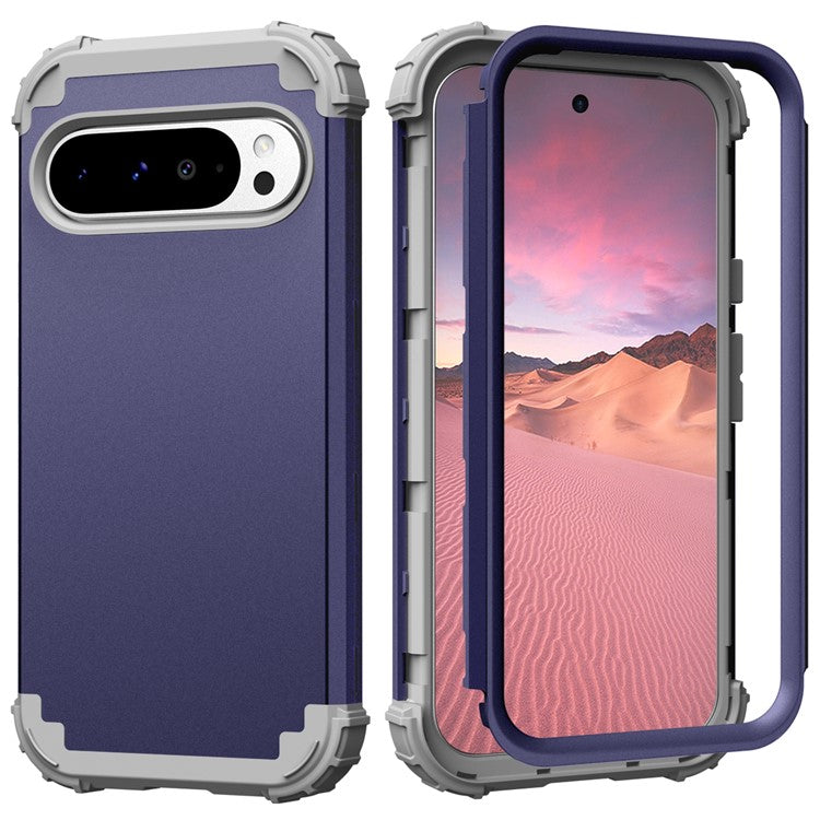 L-Style For Google Pixel 9 Pro XL Case Shockproof PC + TPU Phone Back Cover - Navy Blue / Dark Grey