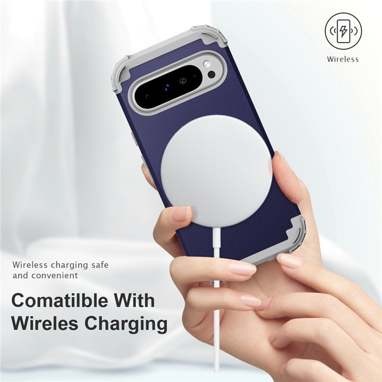 L-Style For Google Pixel 9 Pro XL Case Shockproof PC + TPU Phone Back Cover - Navy Blue / Dark Grey