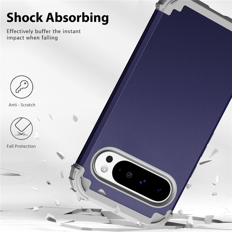 L-Style For Google Pixel 9 Pro XL Case Shockproof PC + TPU Phone Back Cover - Navy Blue / Dark Grey