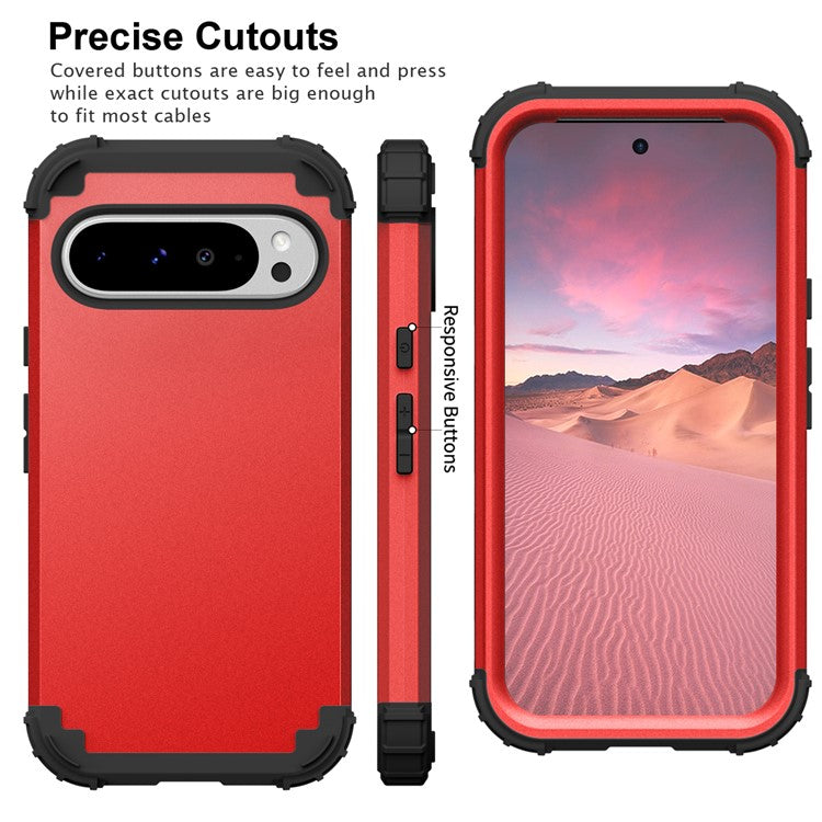 L-Style For Google Pixel 9 Pro XL Case Shockproof PC + TPU Phone Back Cover - Red / Black