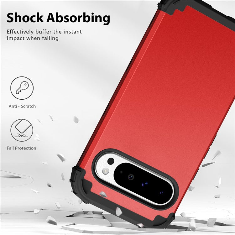 L-Style For Google Pixel 9 Pro XL Case Shockproof PC + TPU Phone Back Cover - Red / Black