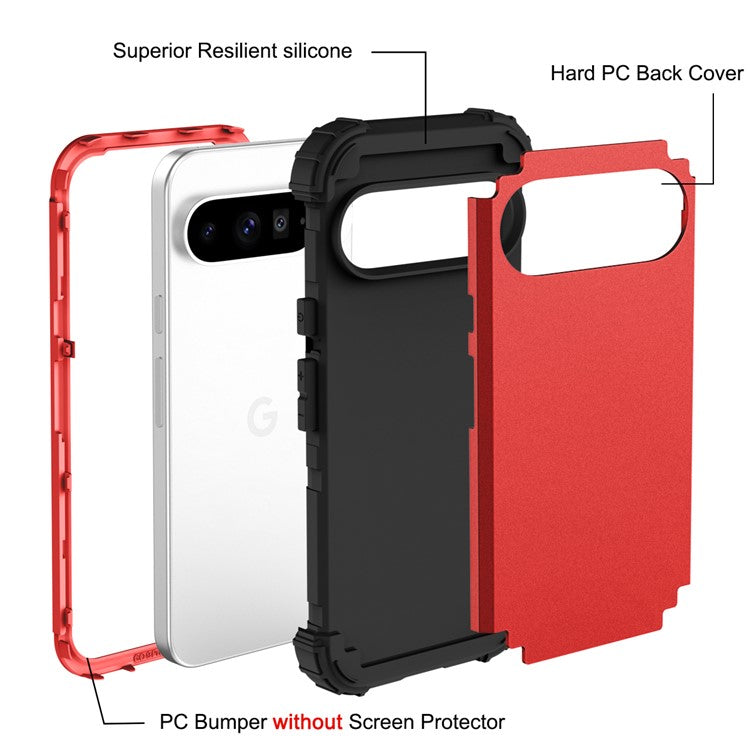 L-Style For Google Pixel 9 Pro XL Case Shockproof PC + TPU Phone Back Cover - Red / Black