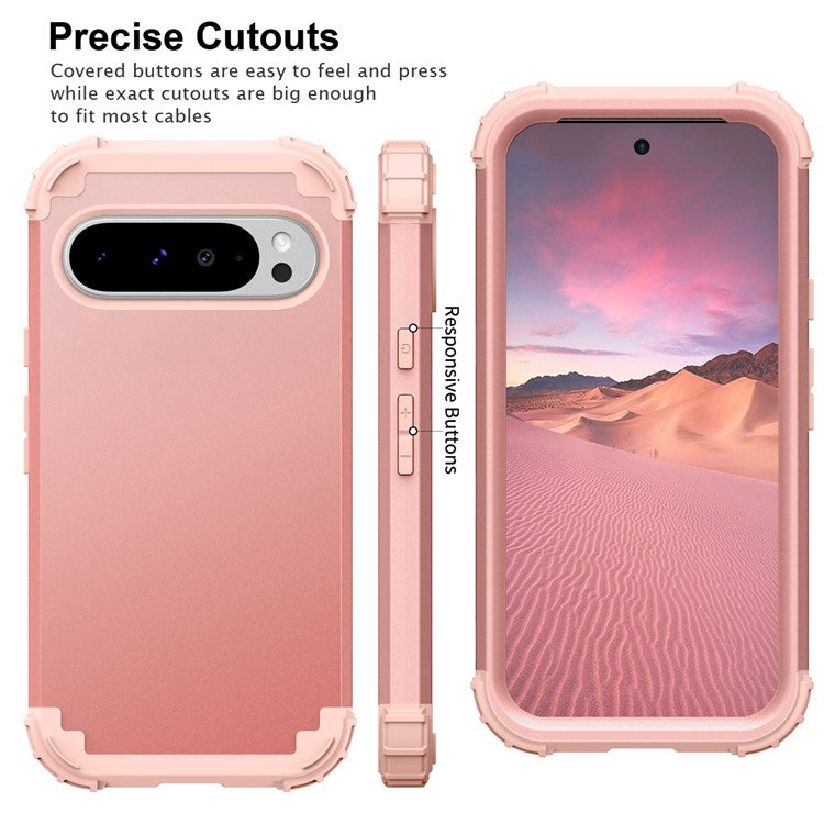 L-Style For Google Pixel 9 Pro XL Case Shockproof PC + TPU Phone Back Cover - Rose Gold