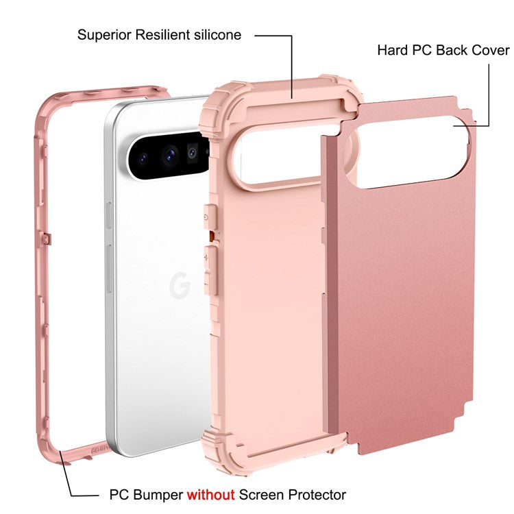 L-Style For Google Pixel 9 Pro XL Case Shockproof PC + TPU Phone Back Cover - Rose Gold