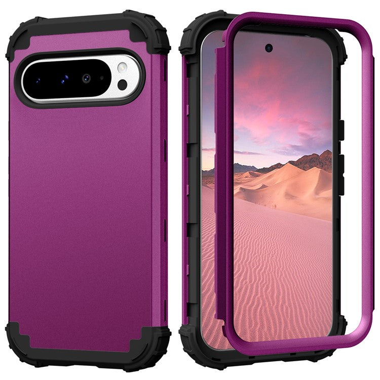 L-Style For Google Pixel 9 Pro XL Case Shockproof PC + TPU Phone Back Cover - Dark Purple / Black