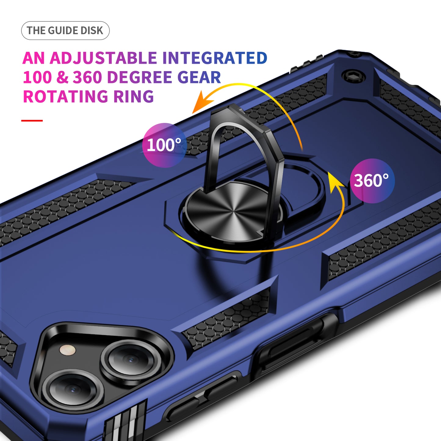 For Samsung Galaxy A06 Case PC+TPU Phone Cover with Rotary Ring Kickstand - Blue