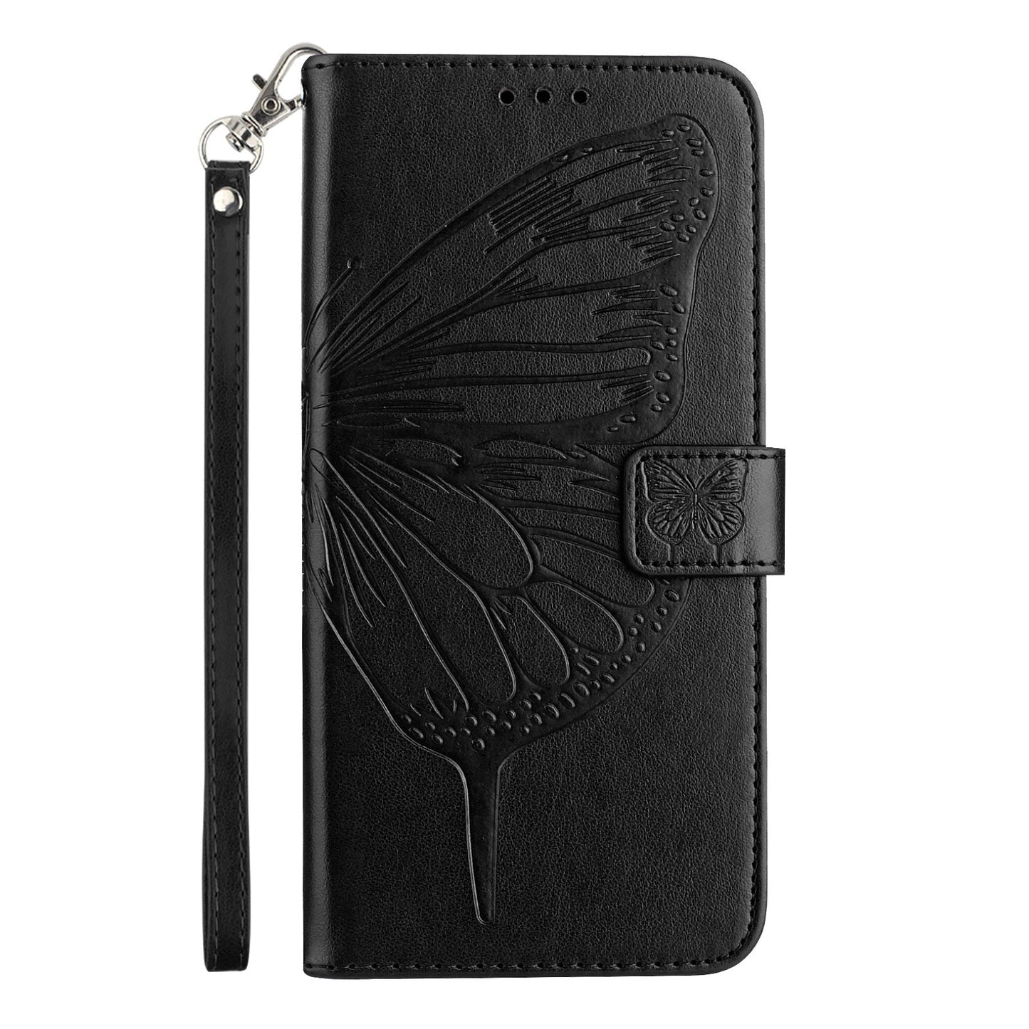 For OnePlus Nord CE4 Lite 5G Case YB Imprinting Series-4 Butterfly Flower Flip Wallet Leather Phone Cover - Black