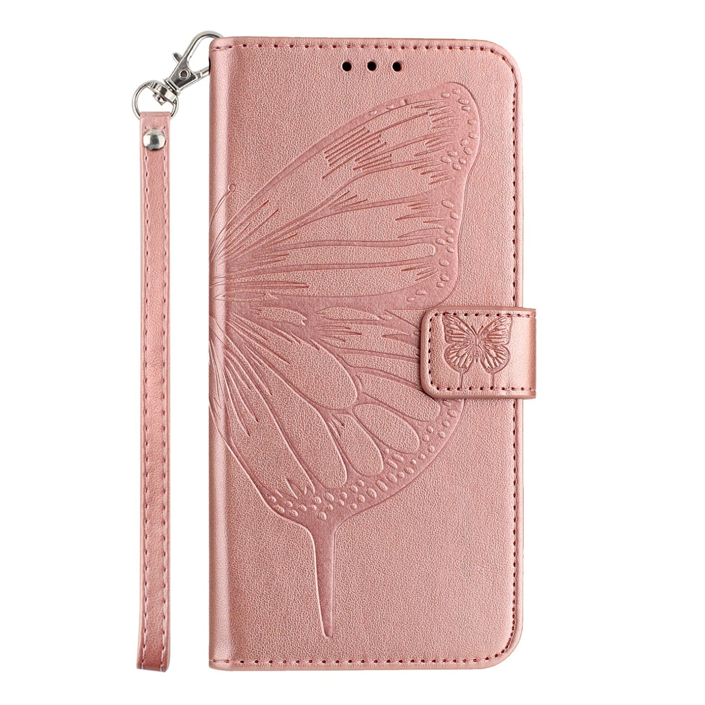 For OnePlus Nord CE4 Lite 5G Case YB Imprinting Series-4 Butterfly Flower Flip Wallet Leather Phone Cover - Rose Gold