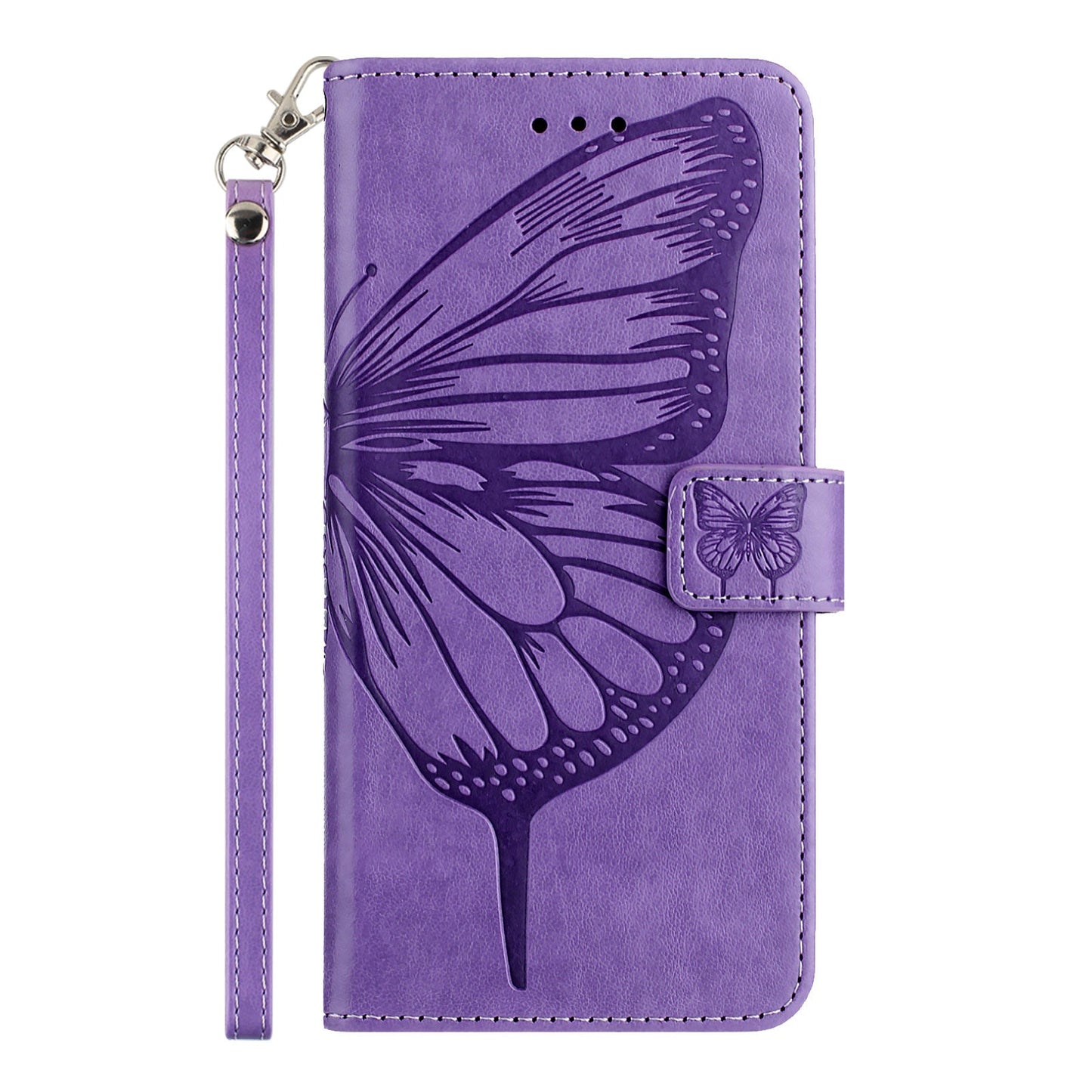 For Google Pixel 9 Pro / Google Pixel 9 Case YB Imprinting Series-4 Butterfly Flower Flip Wallet Leather Phone Cover - Purple