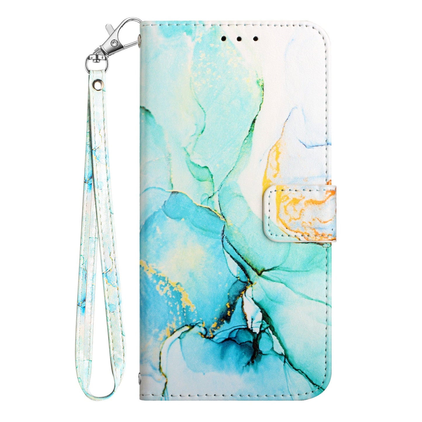 For Google Pixel 9 Pro XL Case YB Pattern Printing Leather Series-5 Marble Pattern Wallet Phone Cover - Green LS003